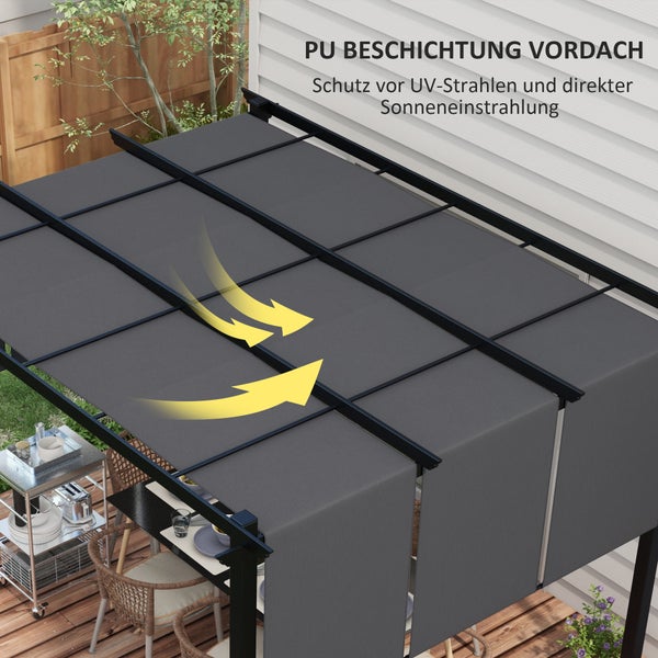 Pergola mit Polyurethanbeschichtung schützt vor UV-Strahlen und direkter Sonneneinstrahlung