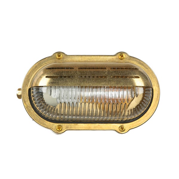 Ovale Wandleuchte aus Metall mit transparentem Lampenglas