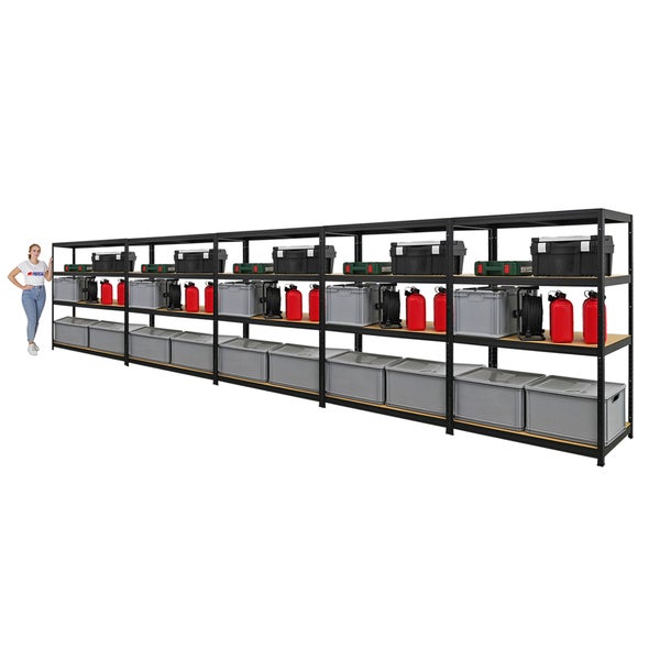 PROREGAL Mega Deal 5x Schwerlastregal Big Elephant HxBxT 160 x 120 x 60cm Fachlast 200kg Schwarz