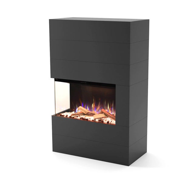 Glow Fire Elektrokamin 'Portia ' Linksoffen| LED Standkamin in grau mit Heizung (1500 W) | HxBxT: 140x90x45 cm