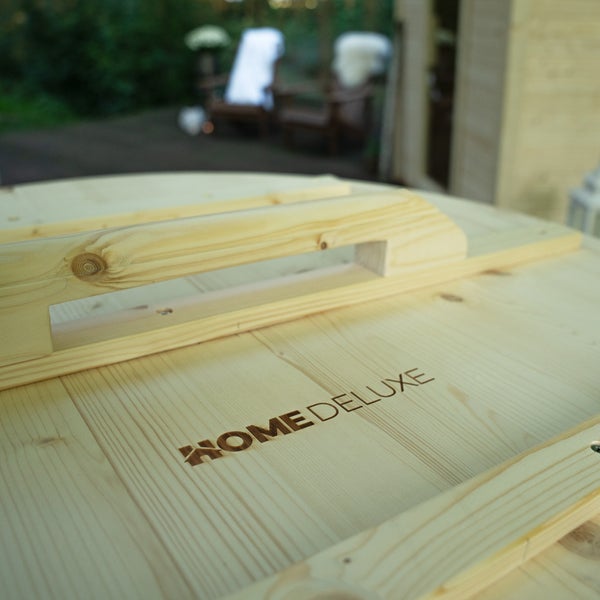 Home Deluxe - Cold Tub ARUM ⌀ 72 cm, Außenhöhe 100 cm, Nordische Fichte, inkl. Abdeckung und Treppe I Badefass Badetonne Eistonne