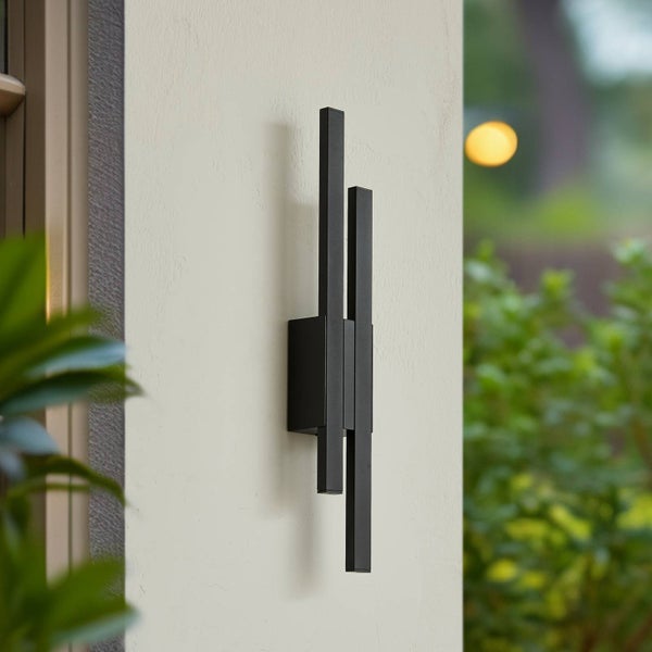 Lindby LED Wandleuchte außen Sakari (spritzwassergeschützt (Modern) in Schwarz aus Aluminium (2 flammig, ) - Außenwandleuchten Wandlampe Led Außenlampe Outdoor für Außenwand/Hauswand