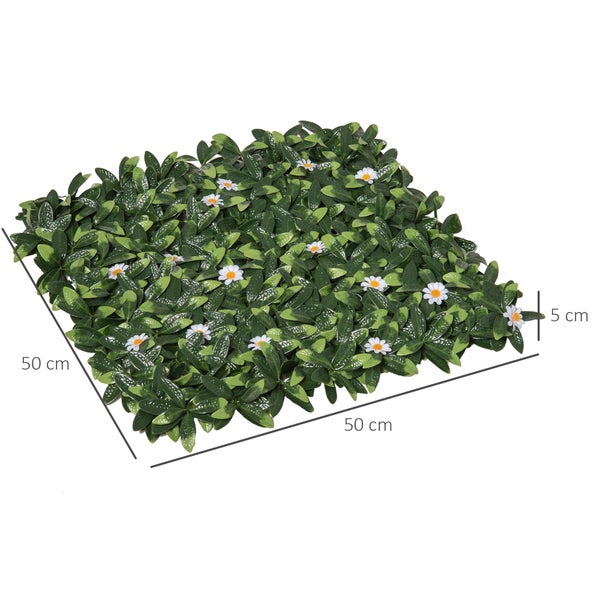Outsunny 12 Stück künstliches Pflanzenwand Hecke, UV-Schutz, für Garten, Outdoor, 50x52 cm, PE-Kunststoff, Dunkelgrün