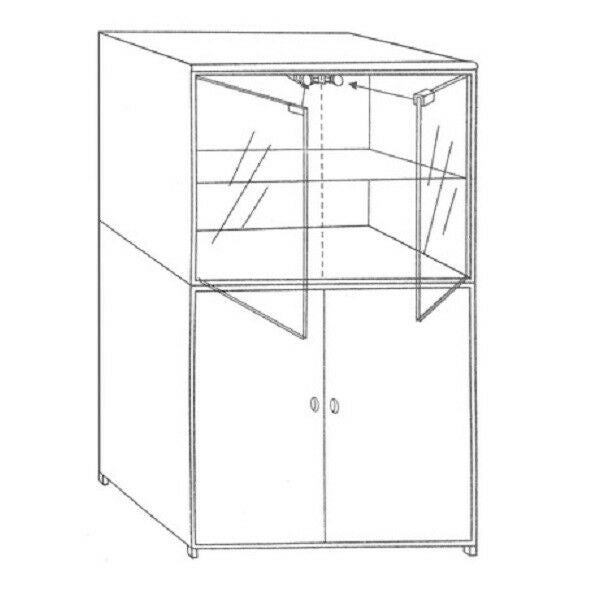 Schrank mit Glasfront und Türen