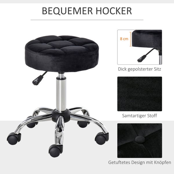 HOMCOM Salonstuhl, Ø42 x 49-61H cm, Polyester, Schwarz