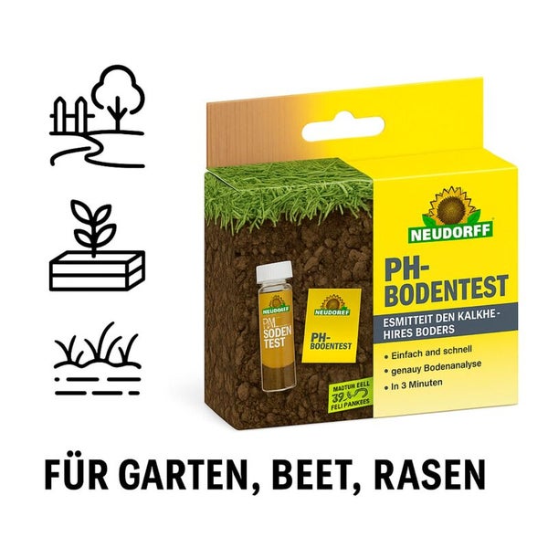 Neudorff pH-Bodentest zur Bestimmung des Kalkbedarfs für Garten, Beet und Rasen