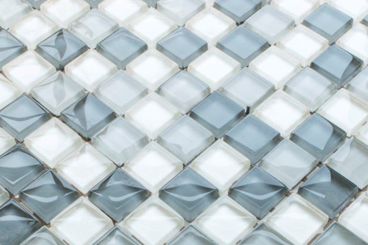 Glasmosaik auf Netz für Bad und Küche 30cm x 30cm  - White Pearls