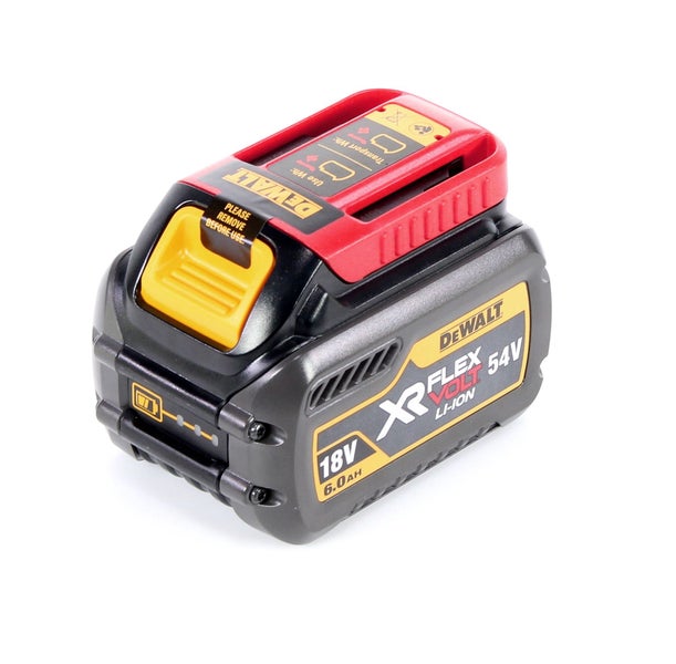 DeWalt XR FlexVolt Akku mit 18 Volt beziehungsweise 54 Volt und 6,0 Amperestunden für Elektrowerkzeuge.
