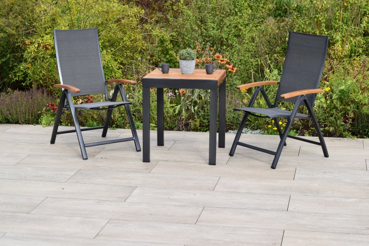 Toblino Gartenmöbelset 3tlg., Klappsessel, Balkonausziehtisch (65) 130 x 65 cm