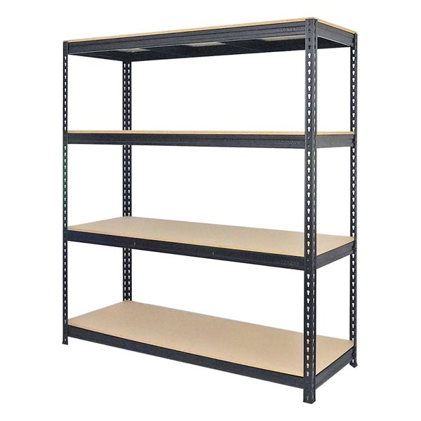 PROREGAL Mega Deal 4x Profi Schwerlastregal Bison HxBxT 200 x 180 x 60 cm 4 Fachböden Fachlast 600 kg Schwarz