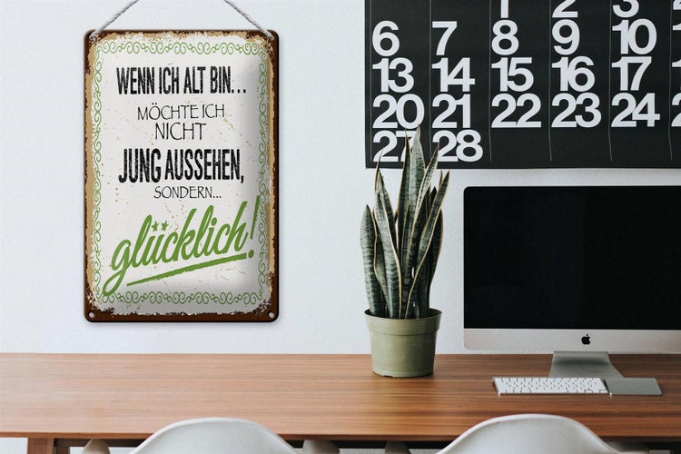 Blechschild Spruch ich alt möchte jung glücklich 20x30cm