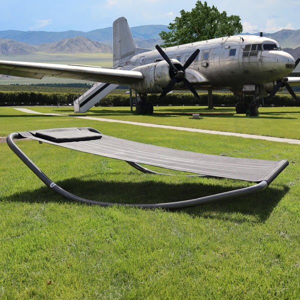 Gartenliege XXL Wippliege Sonnenliege in Grau | Extra groß ca. 200x130x32 cm robustes Metallgestell