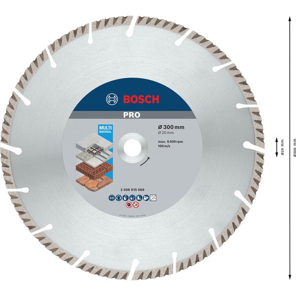 Bosch PRO Multi Material Diamanttrennscheibe 300 x 20 mm - 2608615068