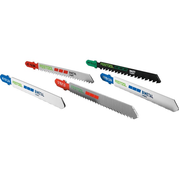Verschiedene Stichsägeblätter von Festool aus Bimetall und Hartmetall