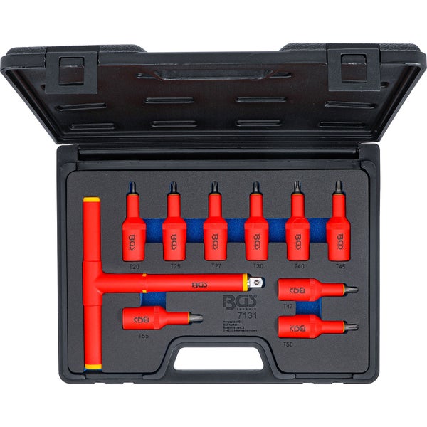 BGS VDE-Bit-Einsatz-Satz Antrieb Innenvierkant 12,5 mm (1/2) T-Profil (für Torx) T20 - T55 10tlg. - 7131
