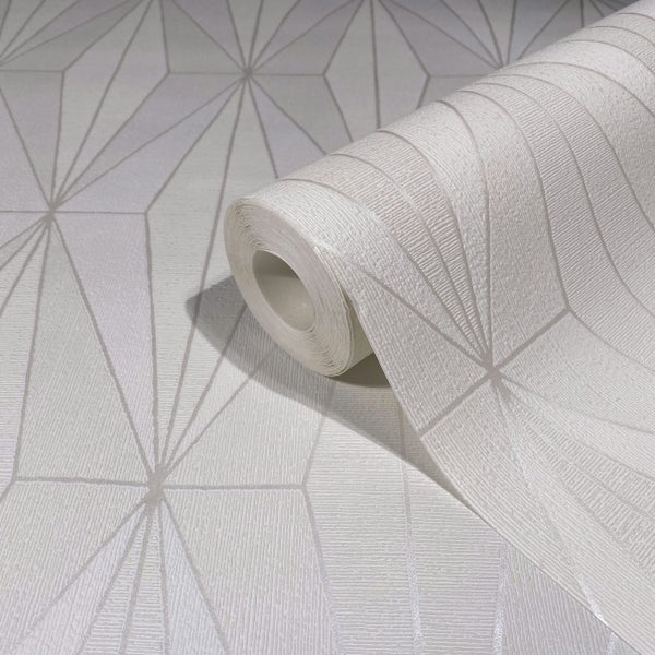 Tapete Weiß Beige Grafisch Modern für Wohnzimmer Schlafzimmer MADE IN GERMANY 10,05 x 0,53m