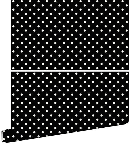 ESTAhome Tapete Punkte Schwarz und Weiß - 53 cm x 10.05 m - 138501