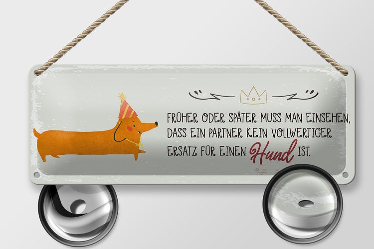 Blechschild Spruch kein Ersatz für einen Hund 27x10cm Dekoration