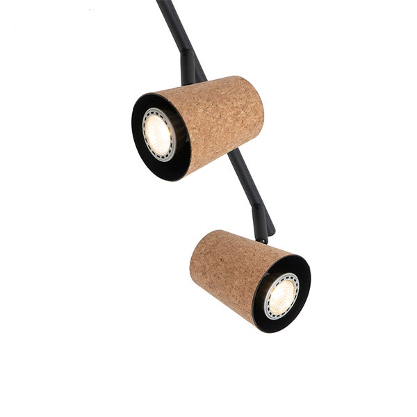 Strahler mit zwei Lampen aus Kork und Metall