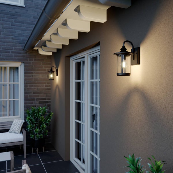 Lindby Wandlampe außen Laterne schwarz, Wandleuchte aussen Aussenleuchte IP23 Außenlampe 1x E27 ohne Leuchtmittel Außenbeleuchtung Hauswand Garten