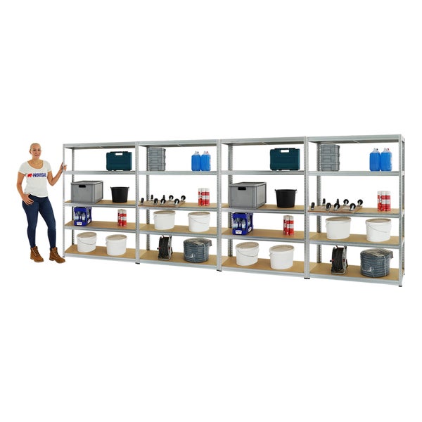 PROREGAL Mega Deal 4x Schwerlastregal Big Elephant S HxBxT 180 x 120 x 45 cm Fachlast 250 kg Verzinkt