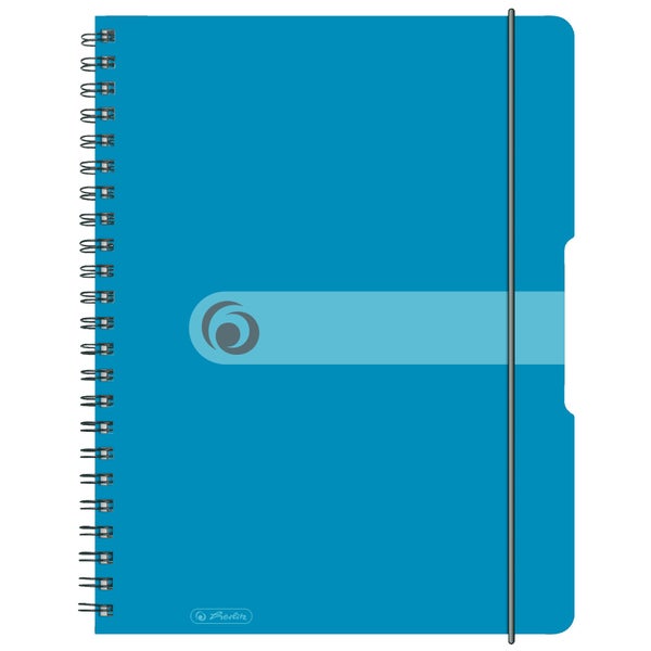 Herlitz Spiralblock A4 to go 80 Blatt kariert transparent blau