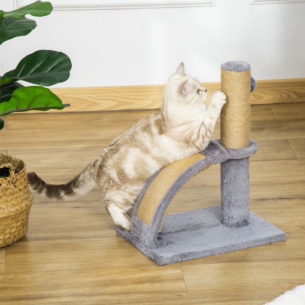 PawHut Kratzbaum klein Katzenkratzbaum Kratzstamm für Katzen unter 4,5 kg mit Katzenkratzbrett, Kratzbaum, Katzenreizball 34 x 24 x 43 cm Grau