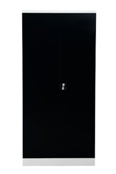 PROREGAL Stahlschrank Bee 4 Fachböden HxBxT 195 x 92 x 50 cm Pulverbeschichtetes & Verstärktes Fachbodenmaterial Weiß & Schwarz