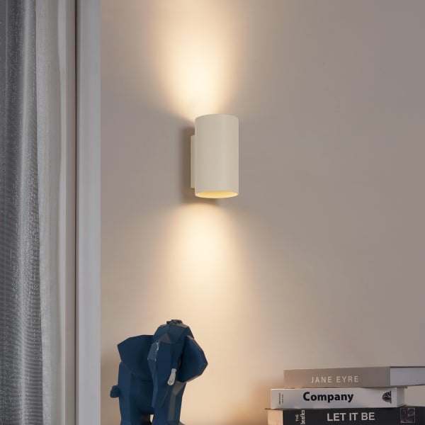 Moderne Wandleuchte Beige GU10 50 mm rund 2-flammig - Sandy