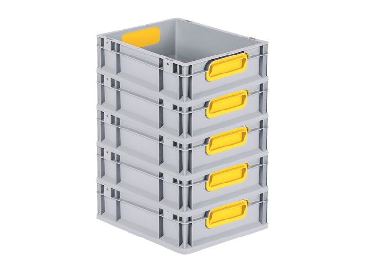 PROREGAL Spar Set 5x Eurobox Nextgen Color HxBxT 12 x 30 x 40 cm 11 Liter Griffe Gelb Geschlossen Glatter Boden Eurobehälter Transportbox