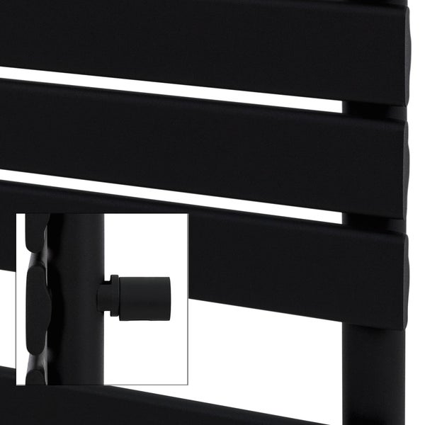 LuxeBath Badheizkörper Steam 500x1200 mm Schwarz matt, Mittelanschluss 50 mm, Einlagig, Flach, Vertikal, Design Heizkörper Handtuchwärmer Handtuchtrockner Handtuchheizkörper Paneelheizkörper Heizung