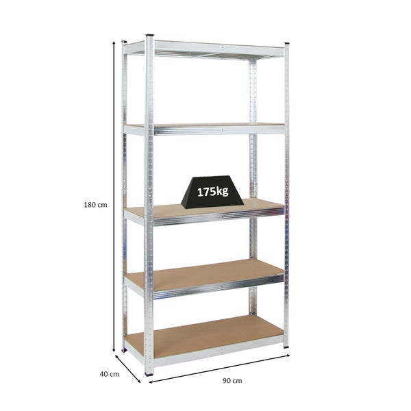 PROREGAL Schwerlastregal Ragnar HxBxT 180 x 90 x 40 cm Fachlast 175 kg Verzinkt