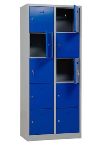 PROREGAL Schließfachschrank Falcon Medium HxBxT 190 x 80 x 45 cm Zylinderschloss Grau-Blau