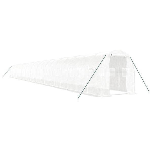 Gewächshaus mit Stahlrahmen Weiß 48 m² 24x2x2 m