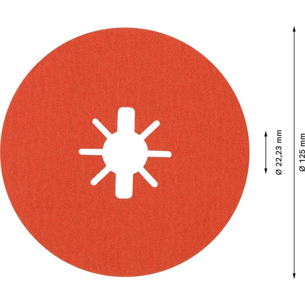 Schutzhandschuhe halten eine Fiberscheibe mit X-Lock-System an einem Winkelschleifer