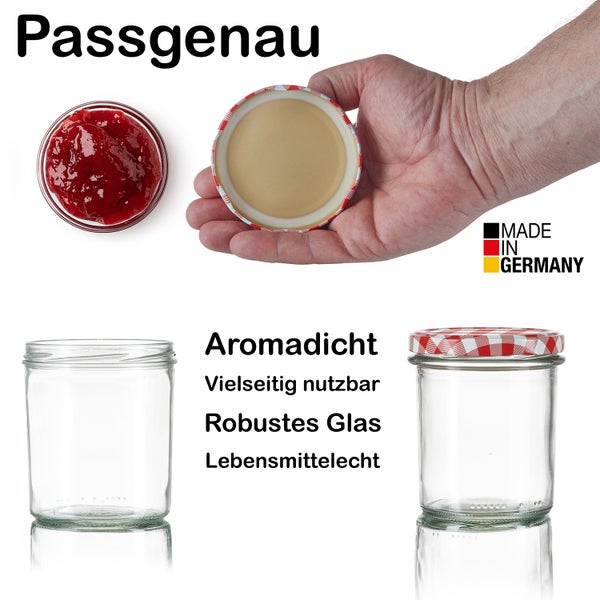 Glas zum Einmachen mit Schraubdeckel, passgenau und aromadicht, Made in Germany