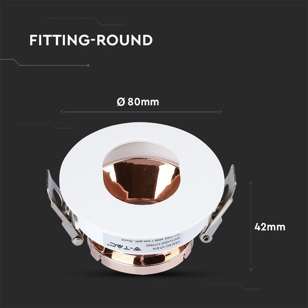 V-TAC VT-874-WR - LED-Strahler - Einbaustrahler - GU10 - IP20 - Weiß+Rose Gold - Modell Nr: -