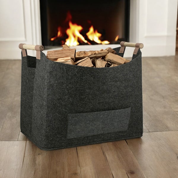 Korb GILDE BRENNHOLZ Tasche dunkelgrau Höhe 40cm Breite 45cm Filz