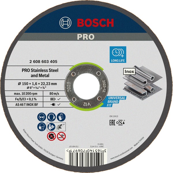 Bosch PRO Stainless Steel and Metal Trennscheibe 150 x 1,6 x 22,23 mm - 2608603405