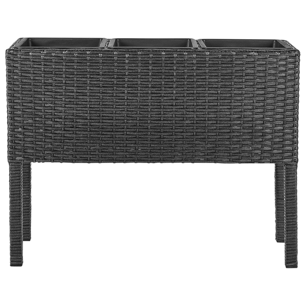 Blumentopf mit Beinen CARAGANA Polyrattan 77 cm Schwarz