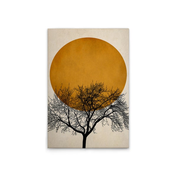 Dekorative Leinwand mit Baum und Sonne als Motiv