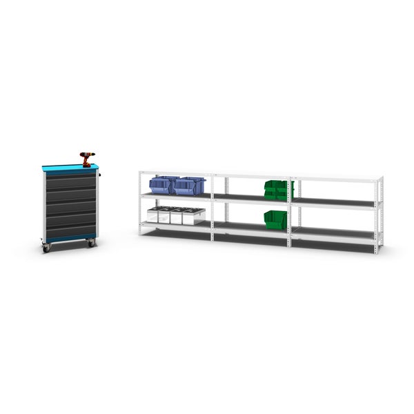 PROREGAL Fachbodenregal Schraubsystem Medium-Duty Grundregal HxBxT 80 x 100 x 40 cm 3 Ebenen Fachlast 200 kg Beidseitig Nutzbar Lichtgrau