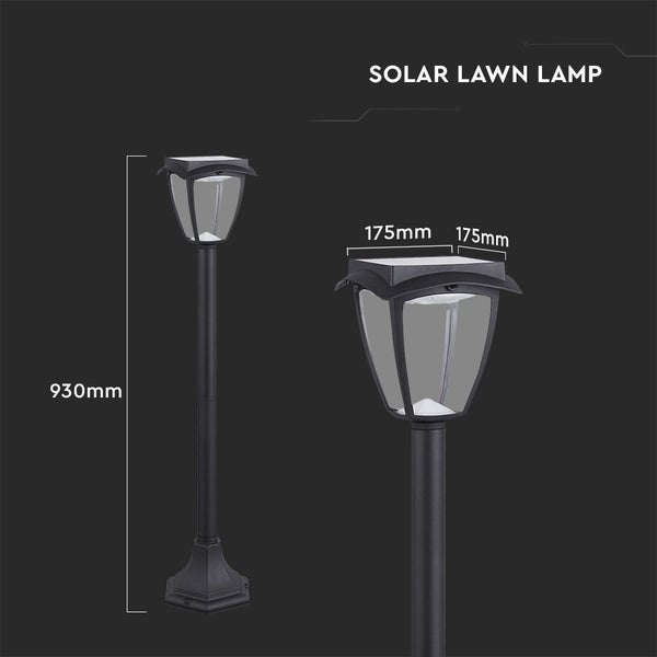 Solar-Rasenlampe, Höhe 930 mm, Breite 175 mm