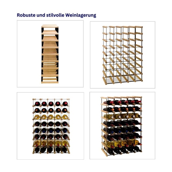 PROREGAL Modulares Weinregal Vinotega Mod Metal HxBxT 82,5 x 52,5 x 24,5 cm 5 x 8 Flaschen Massives Kiefernholz Braun Geölt