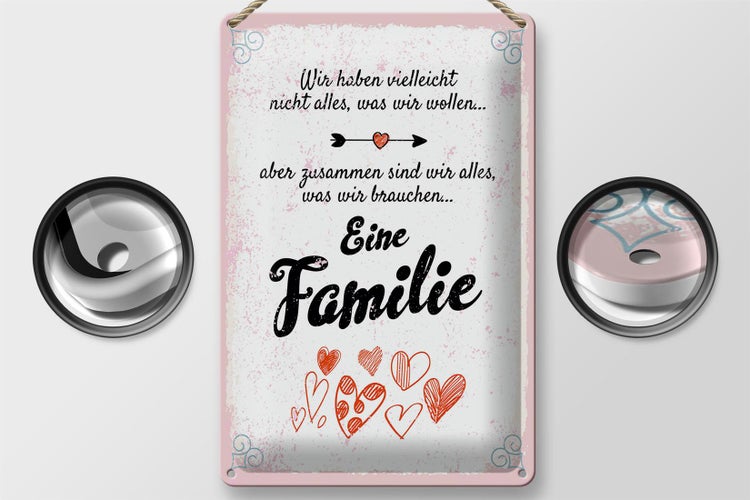 Blechschild Spruch Familie Zusammen sind wir alles 20x30cm