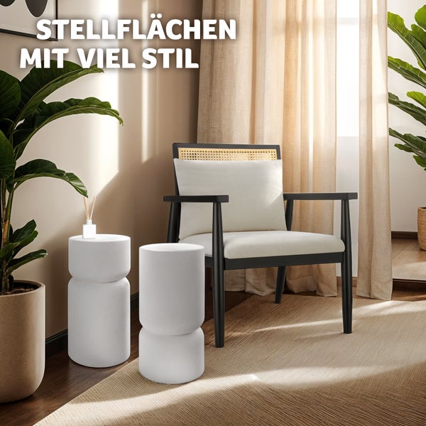 2er Set Beistelltisch  tectake Amine 28 x 54,5 cm  Chubby-Design weiß