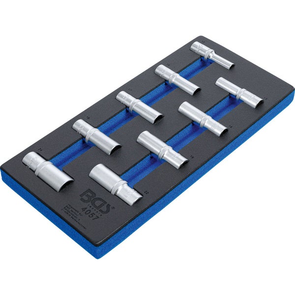 BGS Werkstattwageneinlage 1/3: Steckschlüssel-Einsätze Sechskant 12,5 mm (1/2) 10-24 mm tief 9tlg. - 4057