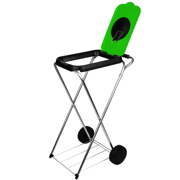 BigDean Müllsackständer SwingFix GRÜN 120L - Müllbeutelhalter Blauer Gelber Sack Ständer Mülleimer Müllbeutelständer Müllsackhalter mit Rollen & Flascheneinwurf
