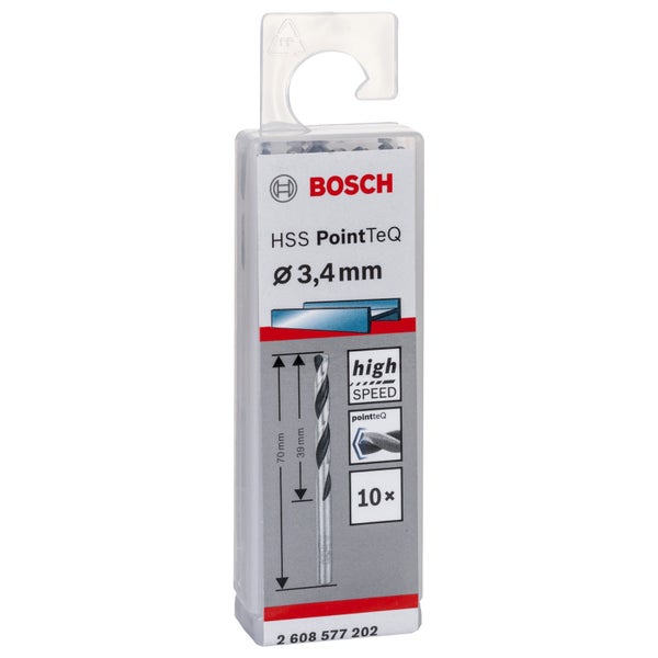 Bosch HSS PointTeQ Bohrer, Durchmesser 3,4 Millimeter, 10 Stück