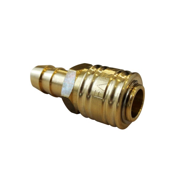 FAIRAIR Schnellkupplung SK-7,2-13, NW 7,2 Tülle LW 13, Messing blank, einhändig bedienbar, FA60009